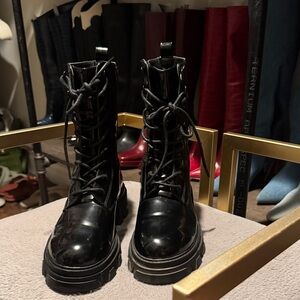 Missguided Black Lace-Up combat Women's Boots